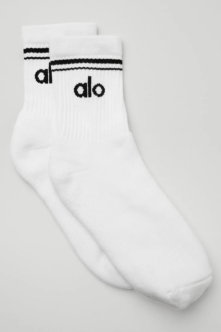 Alo Half Crew Sock | White Black
