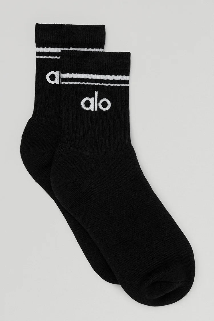 Alo Half Crew Sock | Black Black